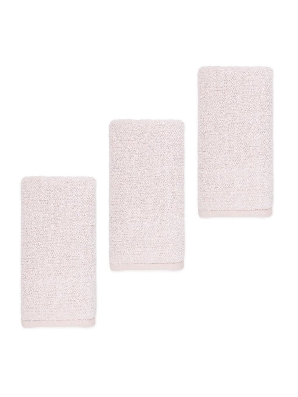 3 new Haven Heathered Pebble 100% Organic Cotton HAND TOWELS - Silver Peony Pink